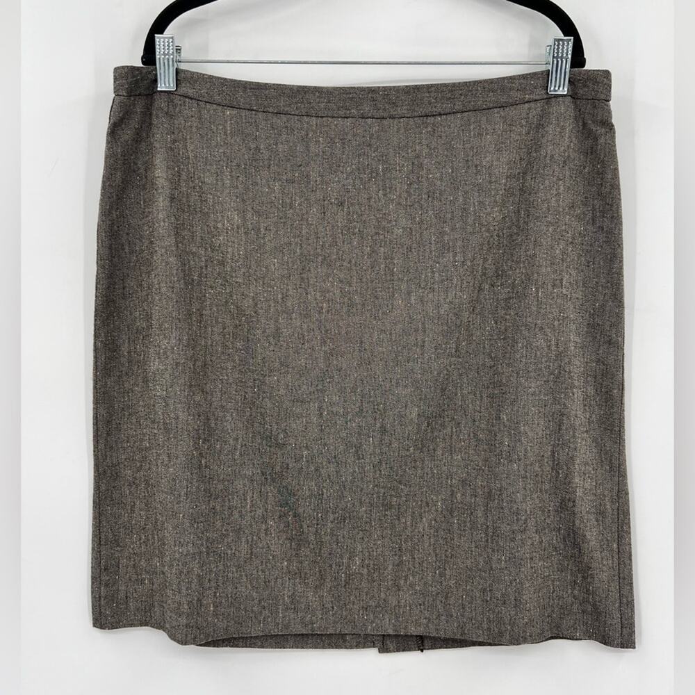 Trina Turk Straight Pencil Skirt Wool & Silk Blend Lined Zip Brown Gray Grey 12